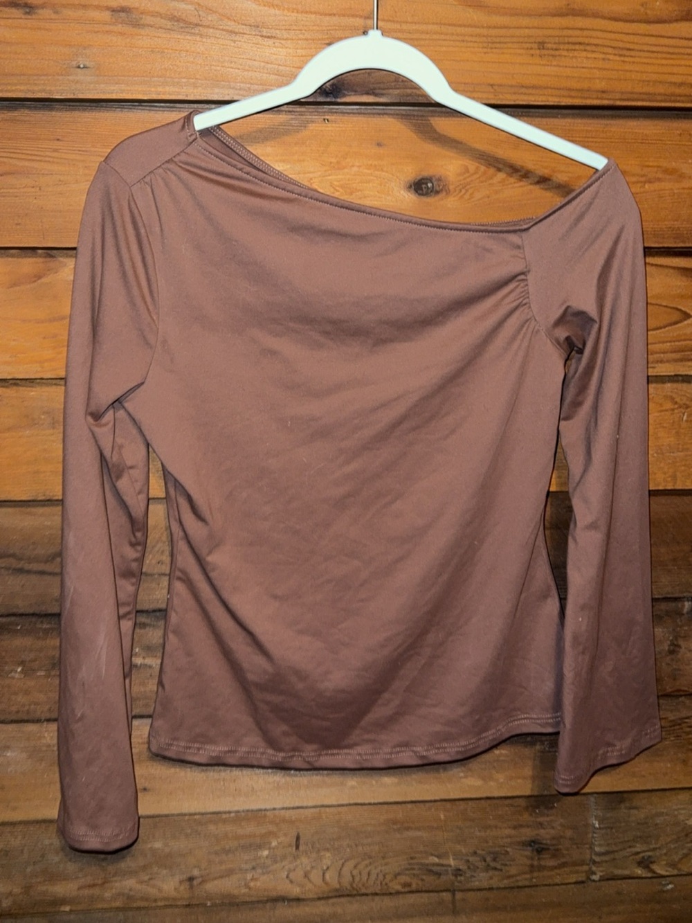 Brown off shoulder top